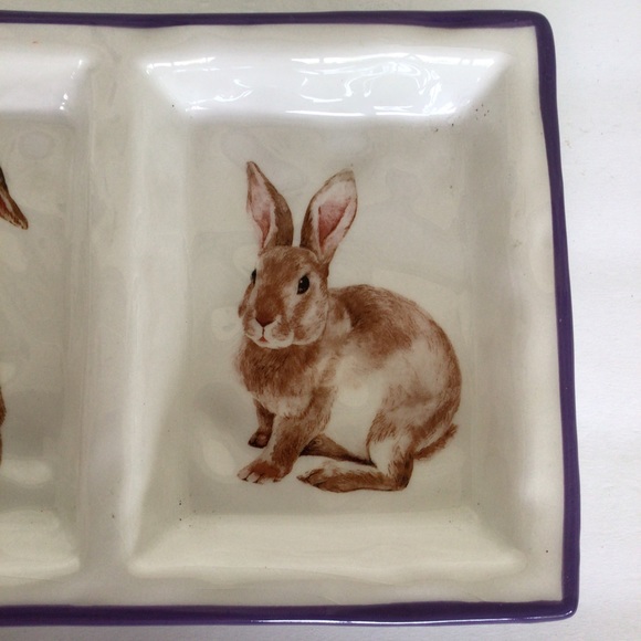 CERAMIC BUNNY SERVING TRAY NWT - Picture 4 of 9